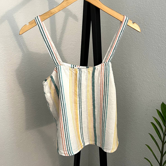 Madewell Tops - Madewell linen striped tank. Size S